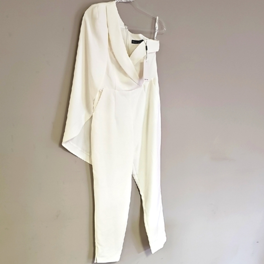 Lavish Alice White One-Shoulder Jumpsuit